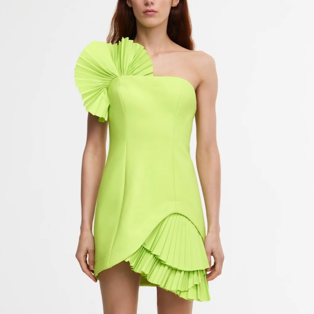 NEW Acler Aberfoyle Mini Dress - Lime Green - Picture 2 of 11